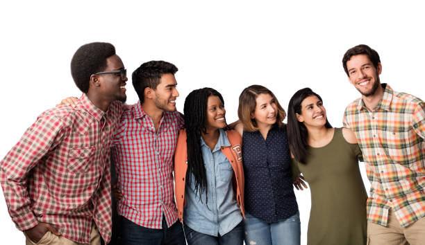 istock Fun group of friends standing and embracing 1078258794