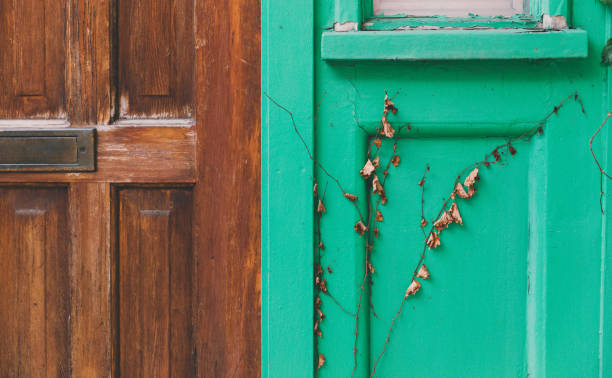 Old wooden window decoration in cafe, background image
