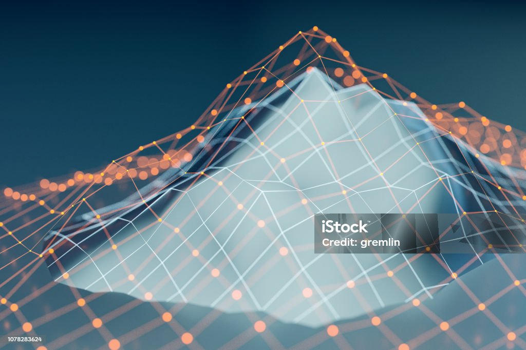 Glowing Wireframe Graph Model Stock Photo - Download Image Now ...