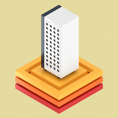 Server rack isolated with an isometric view