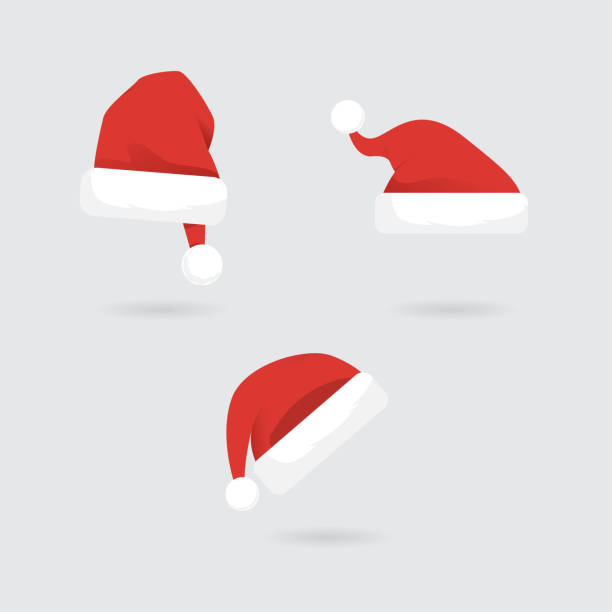 illustrations, cliparts, dessins animés et icônes de collection de chapeaux santa vector - santa hat christmas hat headwear