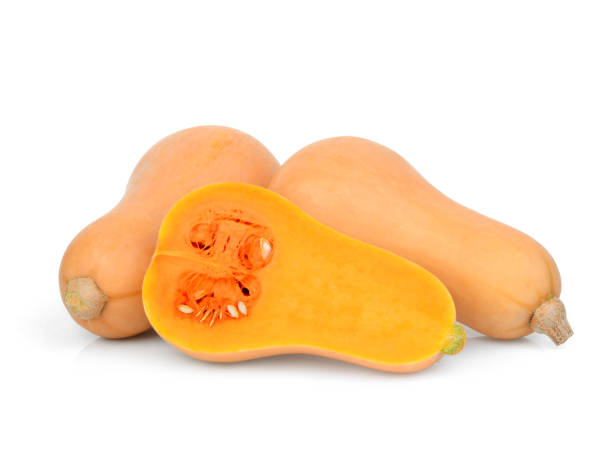 istock two whole and half butternut squash isolated on white background 1078287418