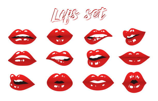 lips set vector design lips set vector design mouths kissing stock illustrations