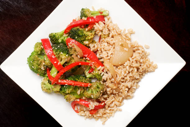 istock Asian Stir Fried Vegetables with Seamed Rice 1078295098