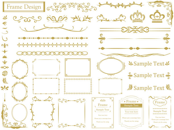 illustrazioni stock, clip art, cartoni animati e icone di tendenza di telaio design8 - picture frame frame gold ornate