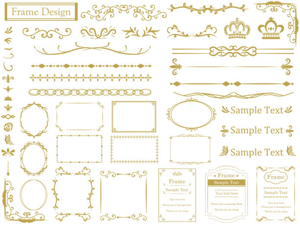 フレーム design8 - 金色 イラスト点のイラスト素材／クリップアート素材／マンガ素材／アイコン素材