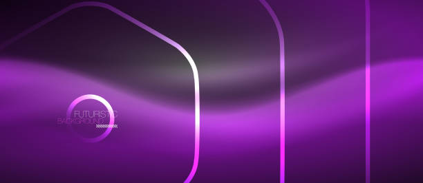 istock Black and glowing color lines neon design, magin techno template background 1078296978