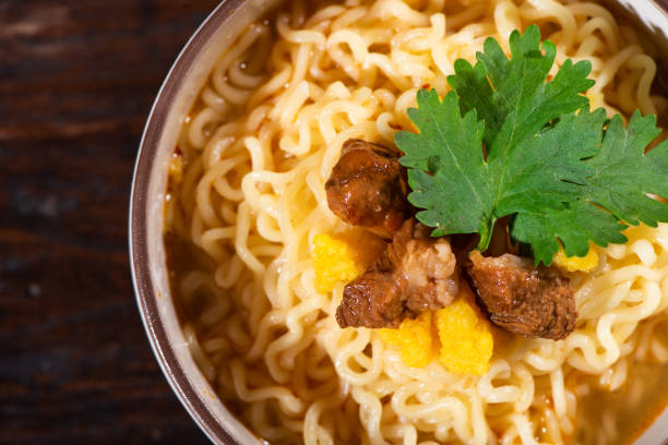 istock The cooked instant noodles are in the bowl. 1078297568