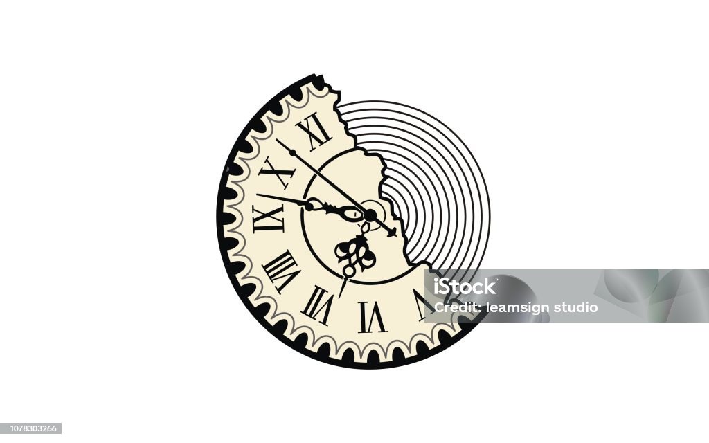 Clock Reverse Logo Retro Clock Logo Vector Stock Illustration - Download Image Now - Clock ...