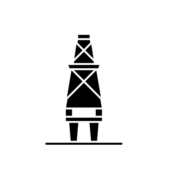 ilustrações, clipart, desenhos animados e ícones de ícone negro produção de combustível, vector sinal sobre fundo isolado. símbolo de combustível produção em conceito, ilustração - diesel factory water sun