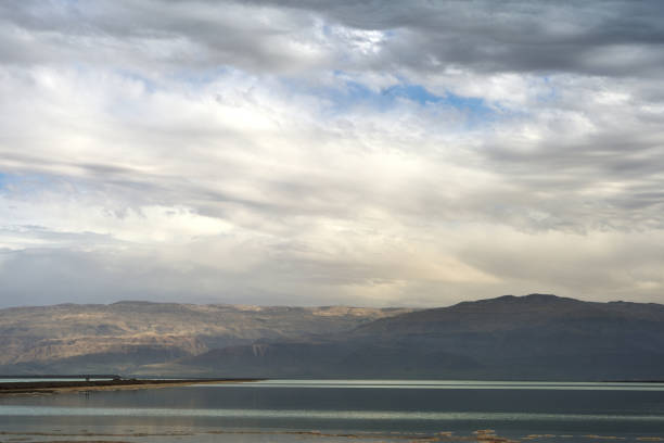 istock Dead Sea and overcast sky in cloudy weather 1078312084