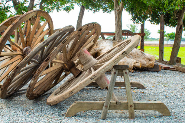 istock The old wooden wagon wheels 1078333662