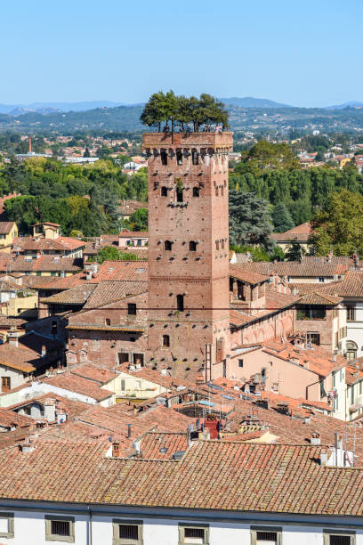 istock View on city from Torre delle Ore clock tower in Lucca. Italy 1078338886
