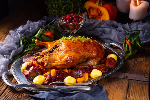 istock Tasty Duck roasted with thyme and Apple 1078340230