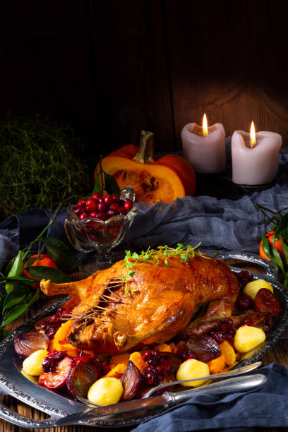 istock Tasty Duck roasted with thyme and Apple 1078340264