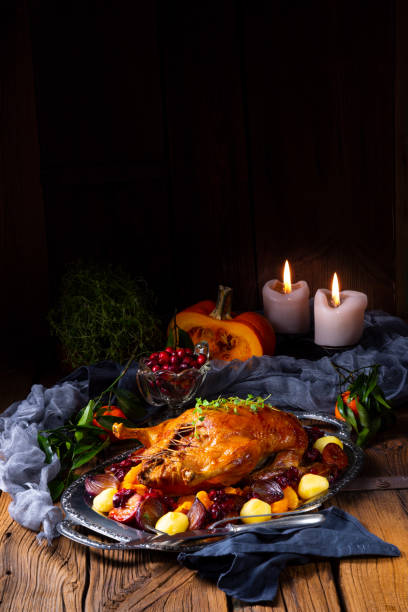 istock Tasty Duck roasted with thyme and Apple 1078340276