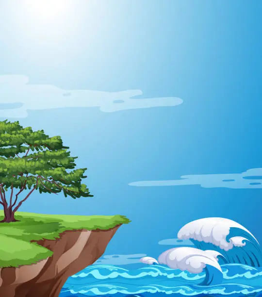 Vector illustration of A nature cliff landscape