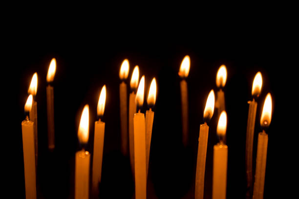 istock Candle flame set isolated in black background. 1078355986