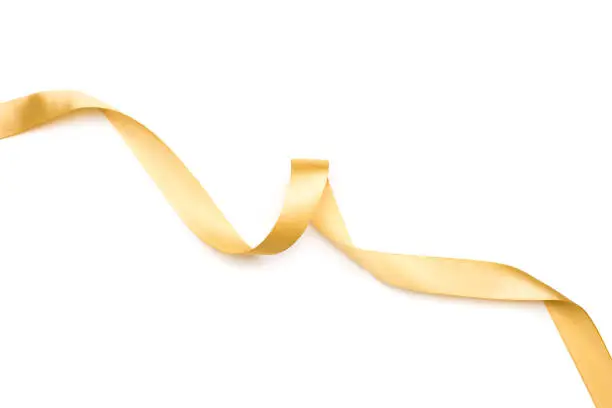 golden satin ribbon isolated on white background