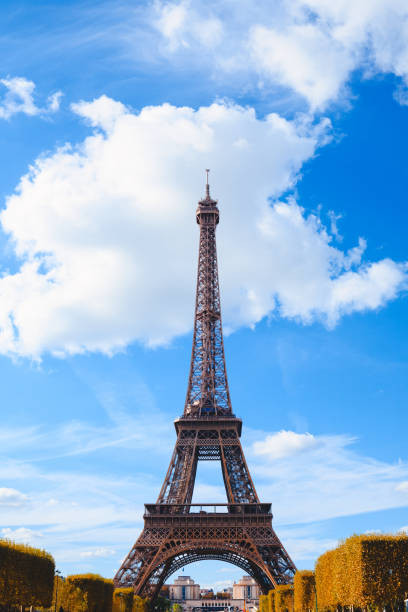 istock Eiffel tower on blue sky and yellow foliage background 1078379504
