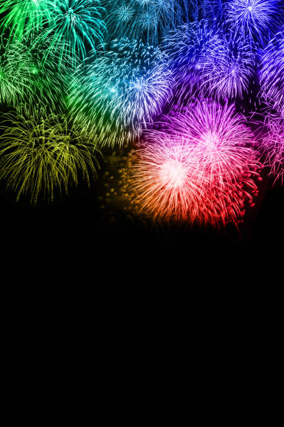 New Year's Eve fireworks background copyspace copy space portrait format colorful years year firework