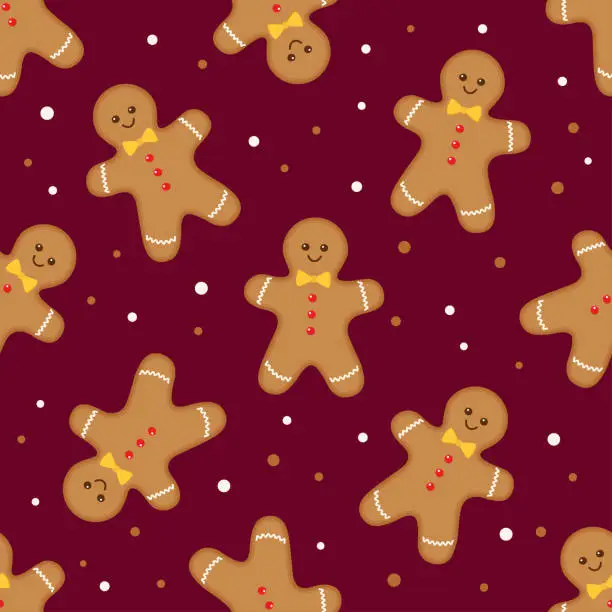 Vector illustration of Seamless christmas pattern with gingerbread man