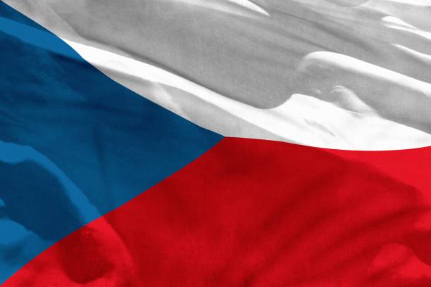 istock Waving Czechia flag for using as texture or background, the flag is fluttering on the wind 1078387964