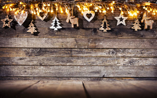 Christmas rustic background with wooden decoration
