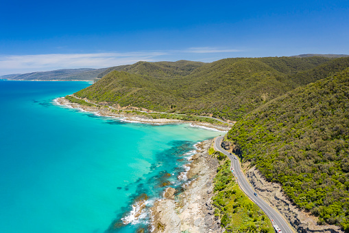 Aerial view of Great Ocean Road in Australia