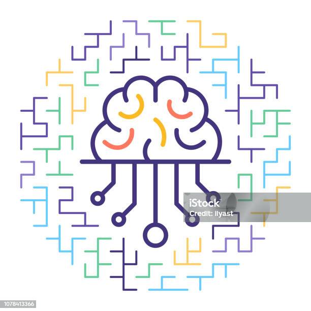 Smart Artificial Intelligence Line Icon Illustration Stock Illustration - Download Image Now