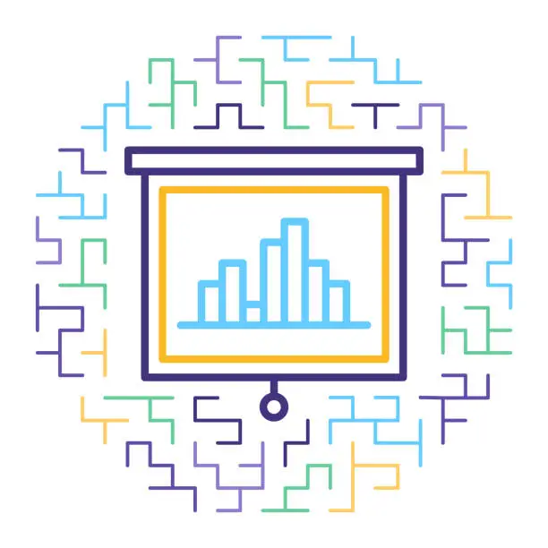 Vector illustration of Smart Data Integration Line Icon Illustration