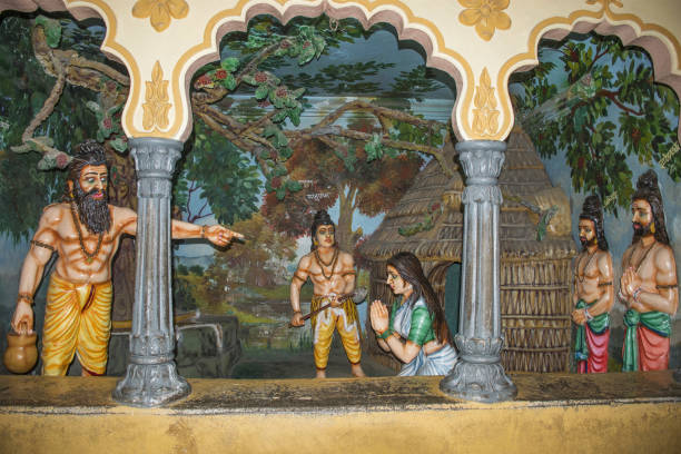 Rushi Jamadagni instructs his son Parshuram to kill his mother Renuka. Kaikadi Maharaj Math, Pandharpur Rushi Jamadagni instructs his son Parshuram to kill his mother Renuka. Kaikadi Maharaj Math, Pandharpur caste system stock pictures, royalty-free photos & images