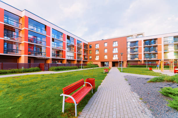istock Apartment home and house building complex concept playground 1078414562