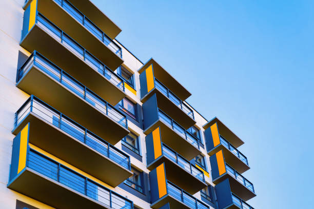 istock Fragment of modern apartment house copy space 1078414584