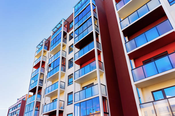 istock Facade of modern apartment house block copy space 1078414718