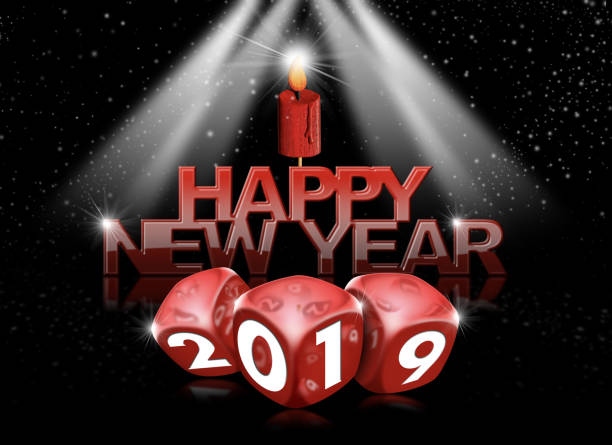 Happy New Year 2019 - Red Dice and Candle