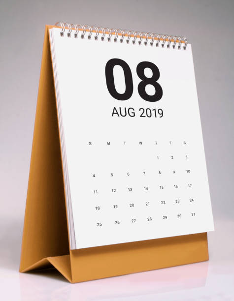 istock Simple desk calendar 2019 - August 1078417216