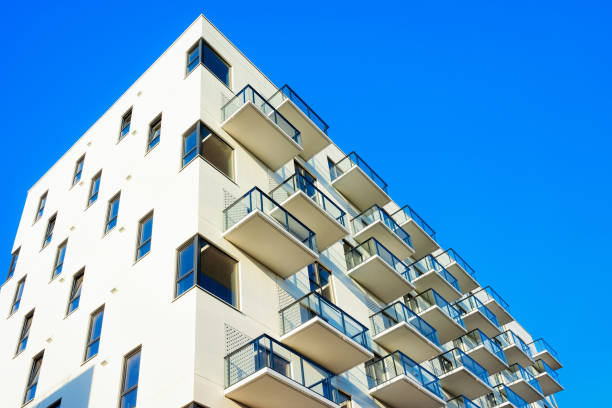 istock Fragment of modern apartment house with copy space 1078417710