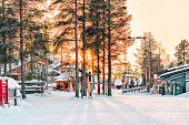 Sunset at Santa Claus Village in Lapland