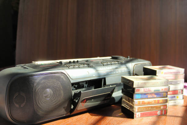 istock Old tape recorder with audio cassettes 1078421306