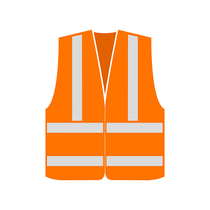 Orange signal vest with reflective stripes. Vector illustration