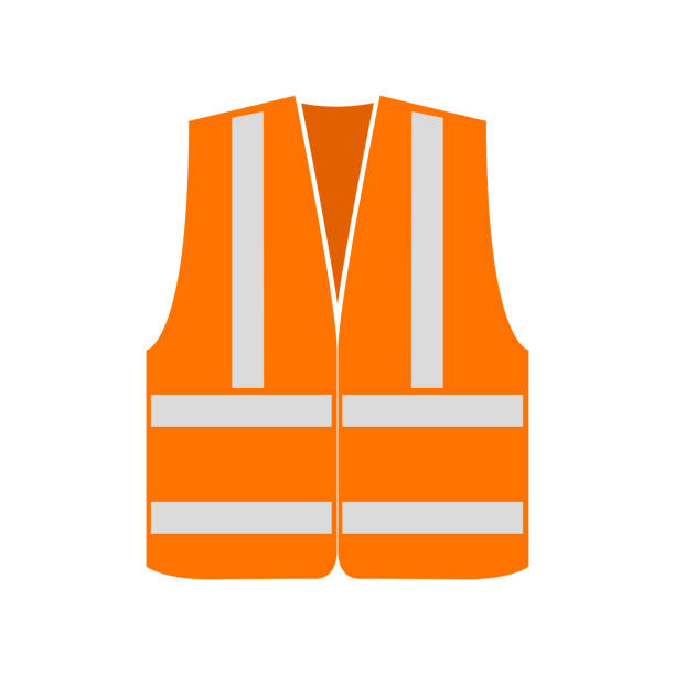 Signal vest. Vector illustration Orange signal vest with reflective stripes. Vector illustration waistcoat stock illustrations