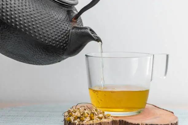 Photo of Pouring Chamomile Tea  from the Tea Kettle