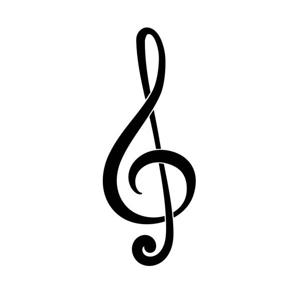 требл ключ. g ключ. символ музыки. черная икона - g clef stock illustrations