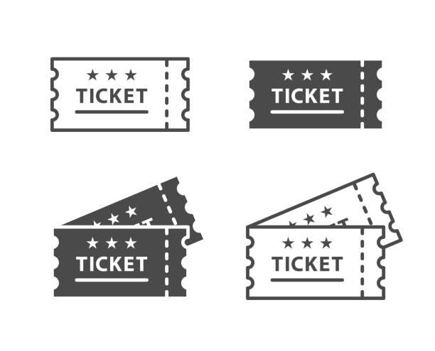 ikona biletu na czarno-białym tle wektorowym - ticket stub stock illustrations