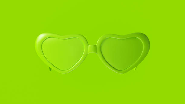 Lime Green Heart Shaped Sunglasses 3d illustration 3d rendering