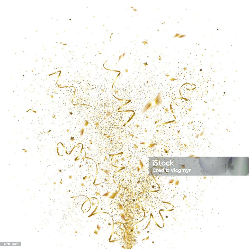 Explosión de confeti dorado - arte vectorial de Confeti libre de derechos