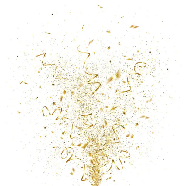 Vector illustration of Explosion of Golden Confetti