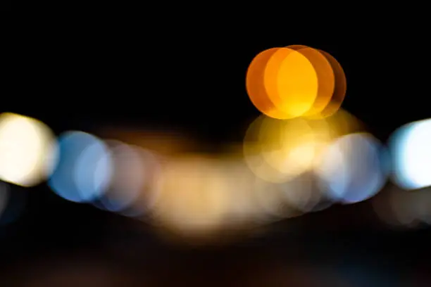Out of focus background of city lights at night