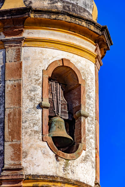 Ancient catholic bell church tower of the 18th century located in the center of the famous and historical city of Ouro Preto in Minas Gerais